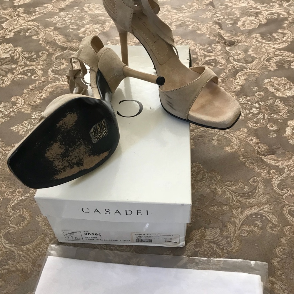 Casadei Beige Suede Sandals - Picture 6 of 8